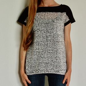 calvin klein, black and white short sleeve top